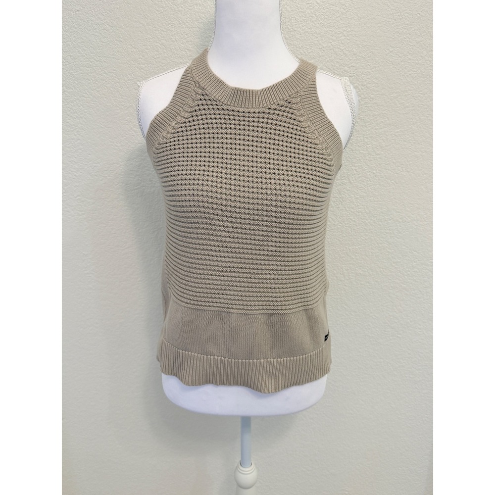Calvin Klein Jeans Womens Beige Knit Tank Top Cotton Sweater Small
